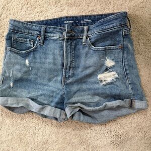 Old Navy Blue Jean Shorts Distressed Cuffed Casual